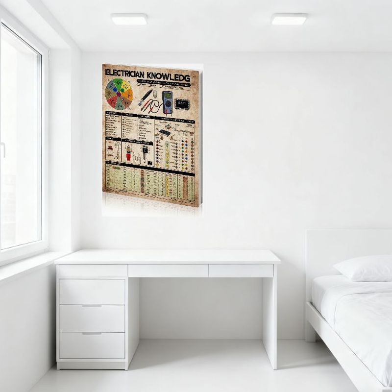 Vintage Electrician Knowledge Tin Sign - Retro Electrical Science Tool Expert Multimeter Screwdriver Resistor Plaque for Garage