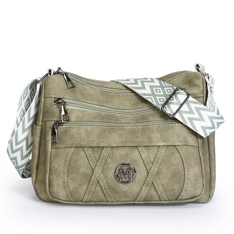 Umhängetasche Mehrfachfächer Weiches Leder Damentasche Muttertasche