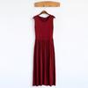 Summer Lady's Bottoming Long Vest Pleated Dress Lady Solid Dresses