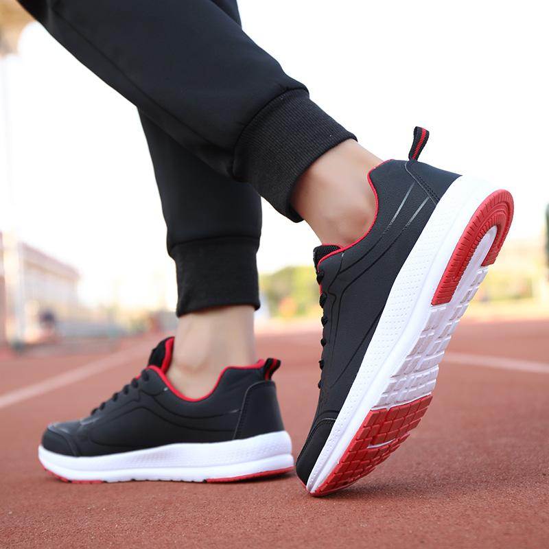 Fashion Running Shoes Waterproof Artificial Leather Sneakers Outdoor Sport Shoes Men Lightweight Walking Casual Sneakers for Men Black45