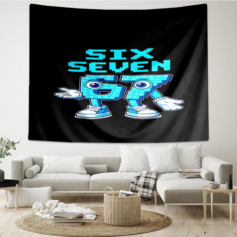 67 Print Tapestry, Backdrop, Easy Setup, Ideal for Bedroom, Office & Living Room, with Aesthetic Wall Hanging Decor.