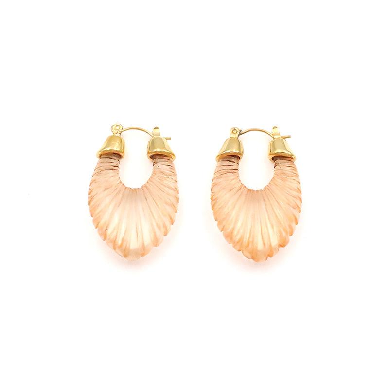 Special For Niche Retro Transparent Resin Earrings, High-End Fashion Transparent Color V-Shaped Ear Buckles