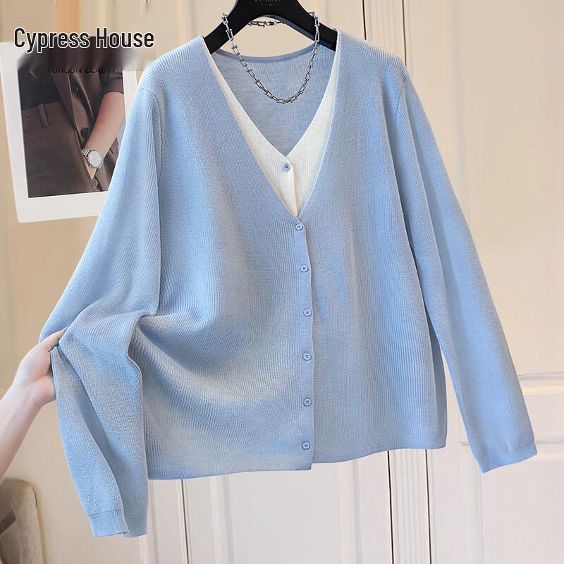 Women s V-Neck Contrast Wool Blend Knit Sweater