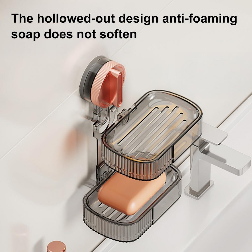 Soap Storage Rack Soap Box Suction Cup Soap Tray Holder for Easy Bathroom Organization Wall Mount No Drilling Needed