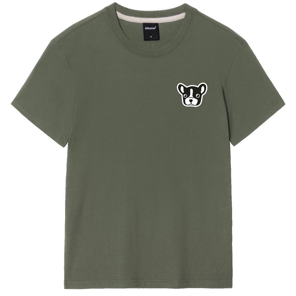 OKSTAR Bulldog Embroidered Patch Short Sleeve T-Shirt (Type A)