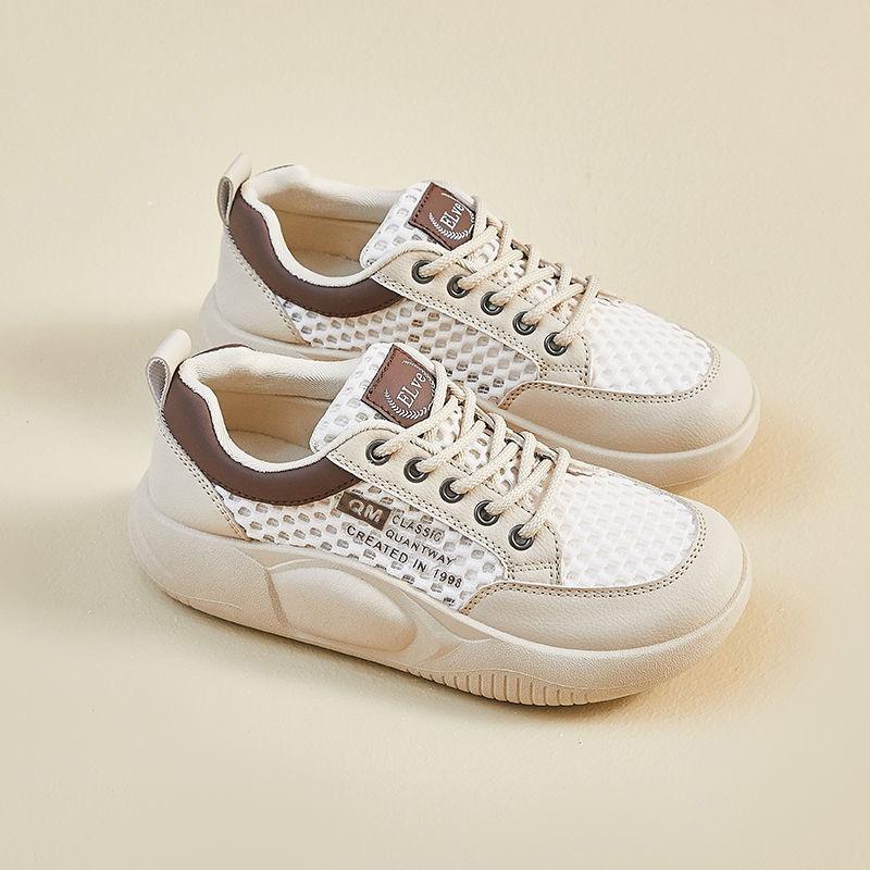 Summer Women's Shoes Little White Shoes New Female Students Mesh Breathable Heightening Sports Shoes Casual Board Shoes Women
