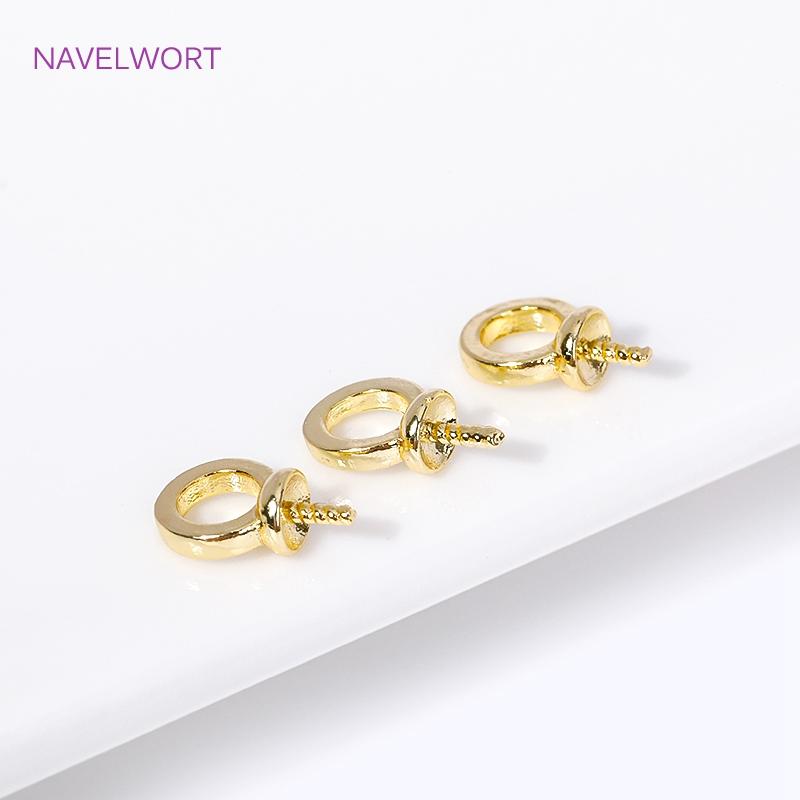 18K Gold Plated Brass Pearl Pendant Mounting Bails Connectors For Jewelry Making DIY Pearl Component Mounting Accessories