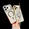 Colorful Camera Bracket Transparent Magnetic Phone Case for iPhone 17 16 15 14 13 12 Pro Max Plus Air Double tone Color Cover