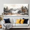Wall Art Misty Forest Mountain View Abstract Painting Frameless Picture for Living Room Bedroom Office High Quality Print Canvas