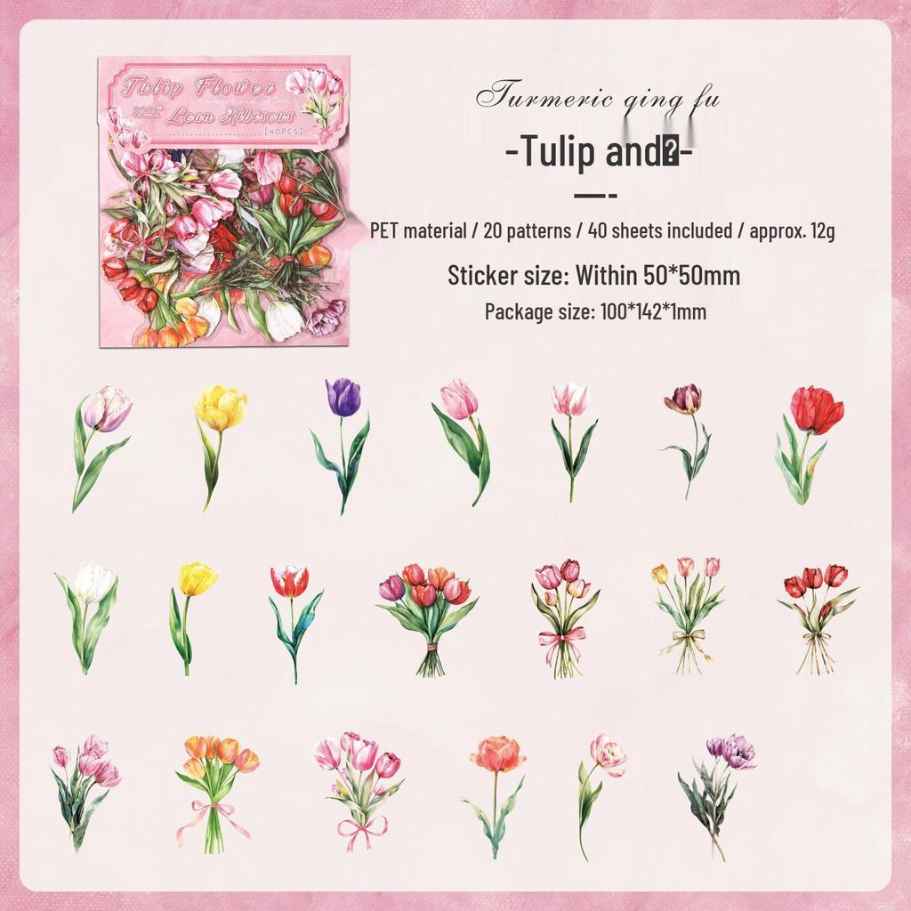 ZABC Cross the Flowers Dream Series Sticker Pack: 8 Styles of Plant & Flower Stickers for Journals and DIY Decor.