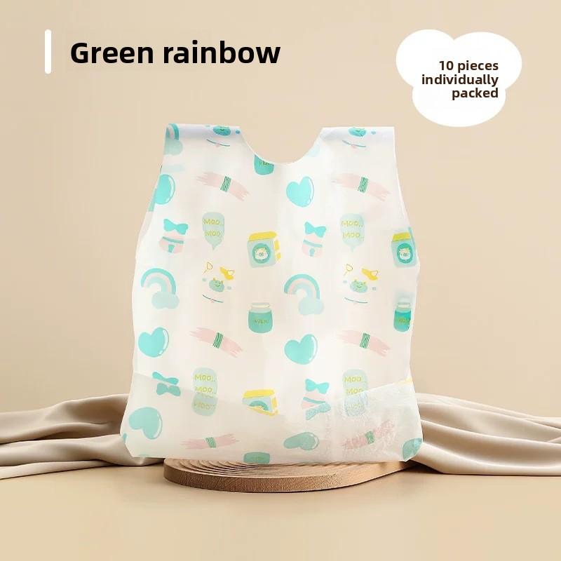 

Children s Waterproof and Oil-resistant Disposable Coveralls, Enlarged Size, Thick Material, Portable Baby Bib Green - Sleeveless