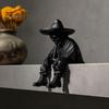 Spooky Aesthetic Office Ornaments 3D Printed Sitting Skeleton Shelf Sitter Figurine, Gothic Hat Desktop Small Figurines for Cabinets Ornament, Trendy