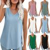 2026 Women's Summer Top V-neck Vest Sleeveless Eyelet Jacquard Top Casual Vest Side Split T-shirts For Women Knitted Top