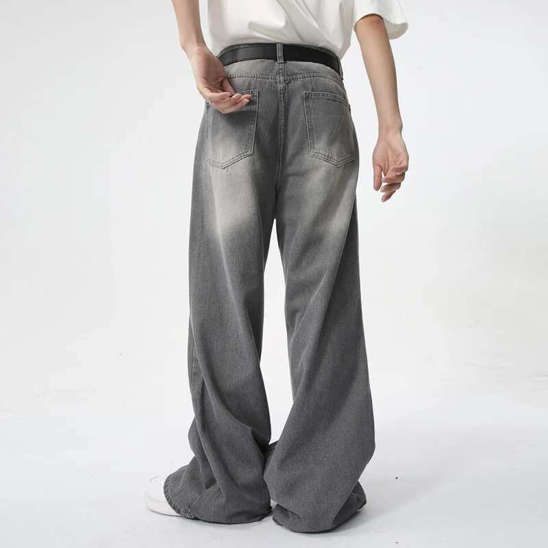 STREETRICH  Men's Wear New Jeans Straight Wide Leg Denim Pants Casual Loose Contrast Color Male Bottoms Clothing