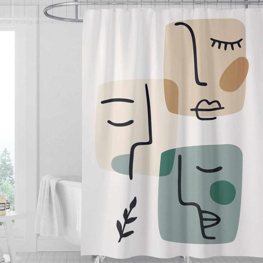 JINRUN Badezimmer verdickter wasserdichter Vorhang, schimmelfester Duschvorhang, Duschtrennwand-Vorhang, Duschvorhang, Badezimmer-Vorhang, kostenlose Perforation