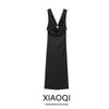 Fashion Style 2024 Fall and Winter New Arrival Women's Back Bow Tie Draped Collar Sleeveless Midi Skirt Dress 1165688