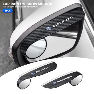 Car Rearview Mirror Rain Eyebrow Small Round Mirror Reverse Mirror Rain Shield For Volkswagen Golf Polo Passat Tiguan Rline GTI