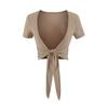 Bandage-Schal kurzärmeliges T-Shirt Damen Sommer Neu Amerikanischer Spice Girl Stil Einfarbig Schlank geschnitten Kurzer Cardigan Top