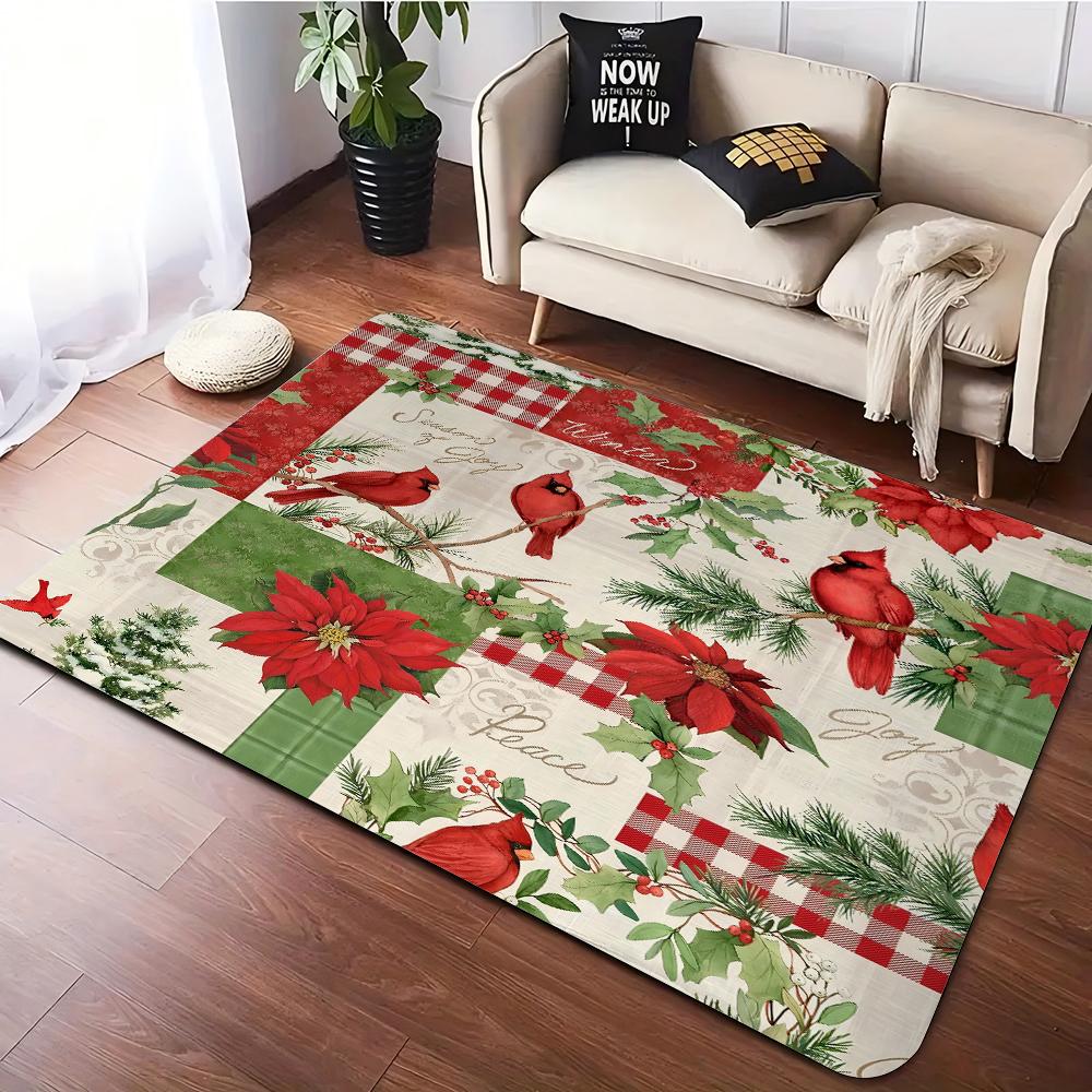 Merry Christmas Non-Slip Area Rug Anti Slip Kitchen Carpet for Kitchen Living Room Bedroom Mat Washable Area Flannel Rugs