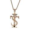 2026 European and American Fashion TS Cross Pendant Necklace Men's Trend Versatile Inlaid with Colored Zircon Hipster Same Accessories