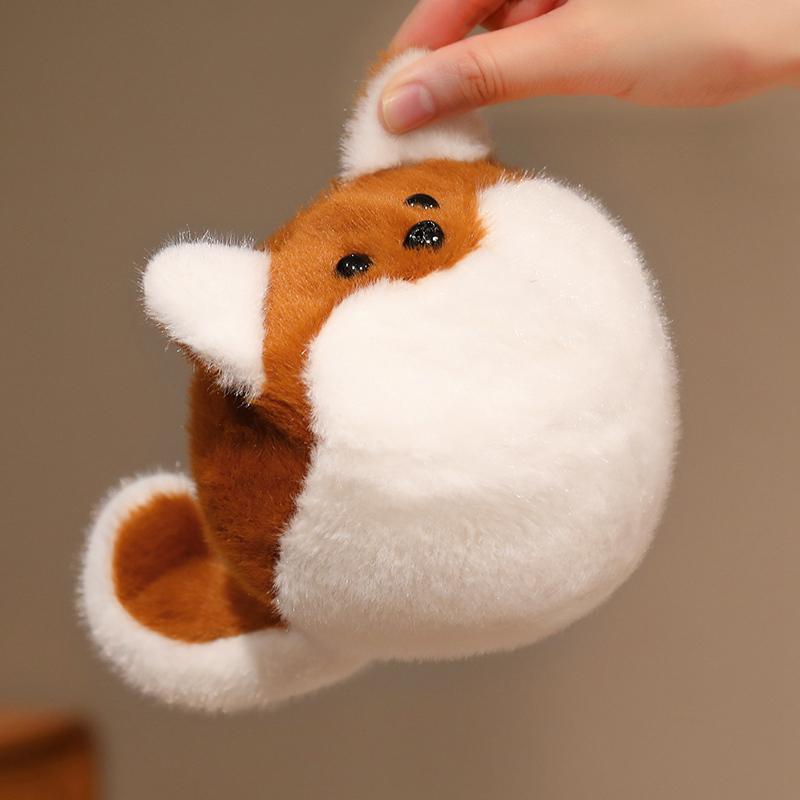 Cute Round Animal Plush Doll Mini Fluffy Cat Dog Fox Husky Stuffed Toy Soft Small Animal Plushies Decor Birthday Gift