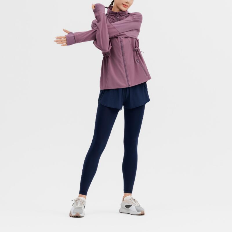 DECATHLON DOMYOS Comfortable Breathable Elasticated Fake Two Sports Pants Women's Navy Blue