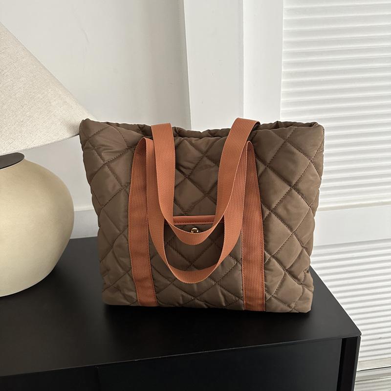 Quilted Design Trendy Oxford Shoulder Bags for Women Autumn Large Capacity Ladies Tote Bag Simple Portable Female Handbags