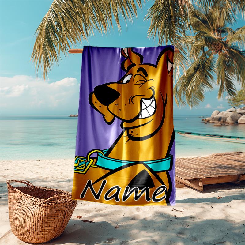Personalized customized proof beach towel with Scooby-Doo pattern - soft, absorbent,quick-drying,perfect swimming,camping&bathing