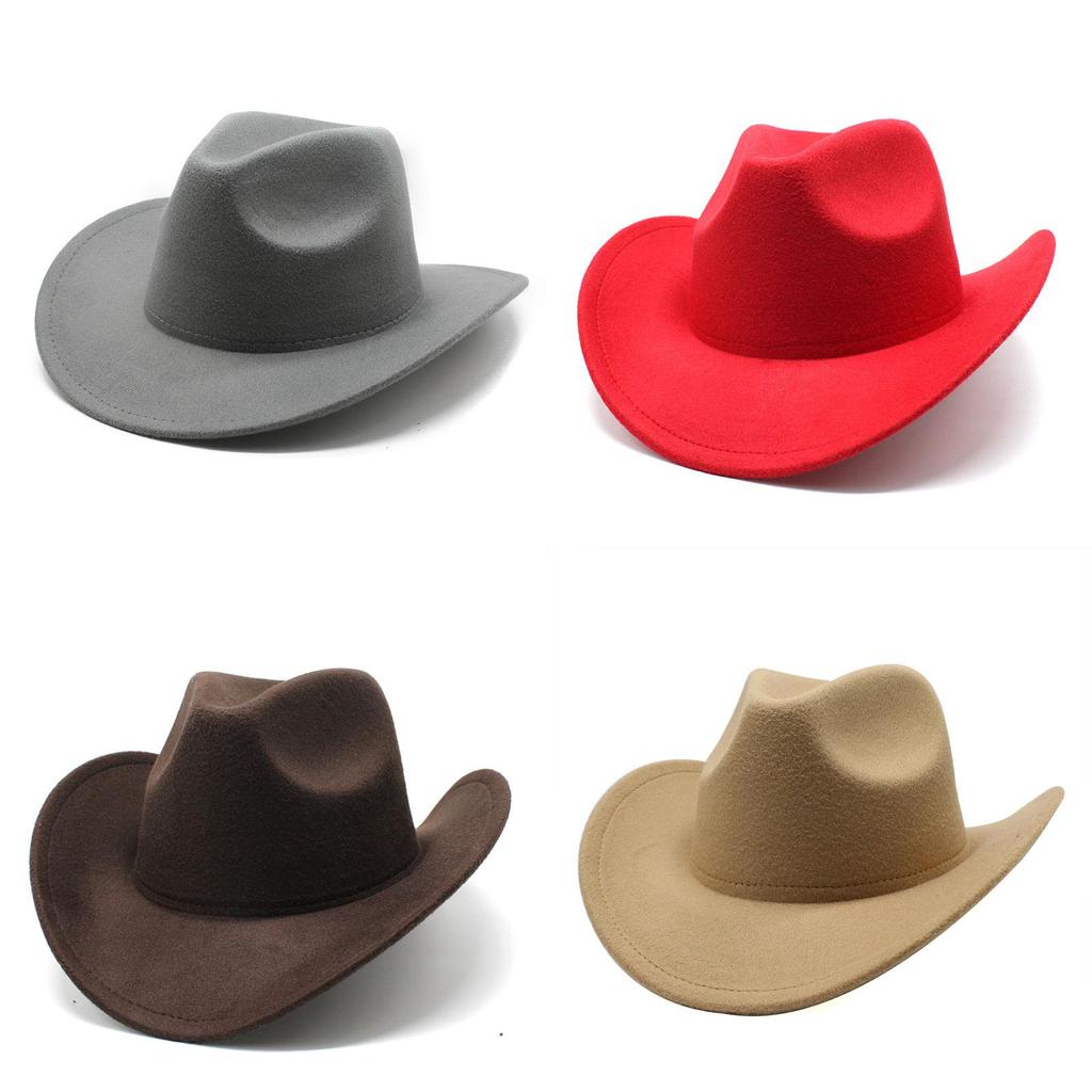 Western Cowboy Hat Black Wool Felt Fedora For Men And Women Sun Protection