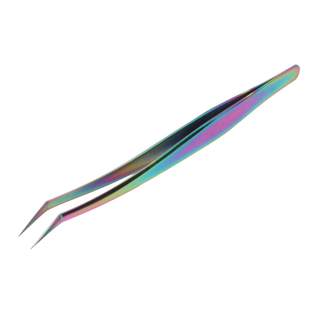 False Eyelash Extension Tweezer Stainless Steel Professional Oblique Precise Lash Tweezer Colorful Short Oblique