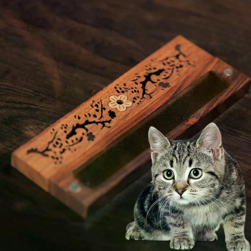 Elegant Wood Cat Whisker & Beard Hair Storage Box With Magnetic Closure Feline Memorabilia Container Pet Hair Keepsake Organizer