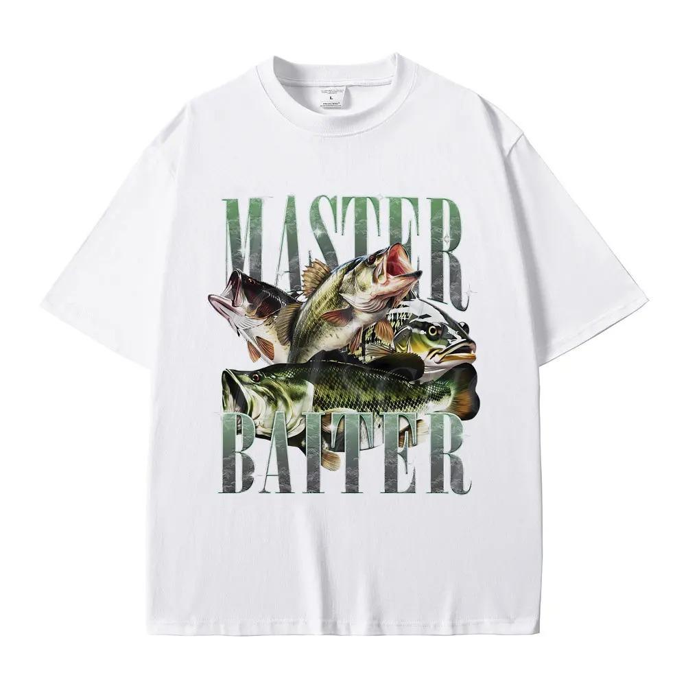 Master Baiter Bass Fishing Fisher Funny Meme Graphic Tshirts Unisex Casual Tshirt Short Sleeve Vintage Summer Pop T Shirts Y2K