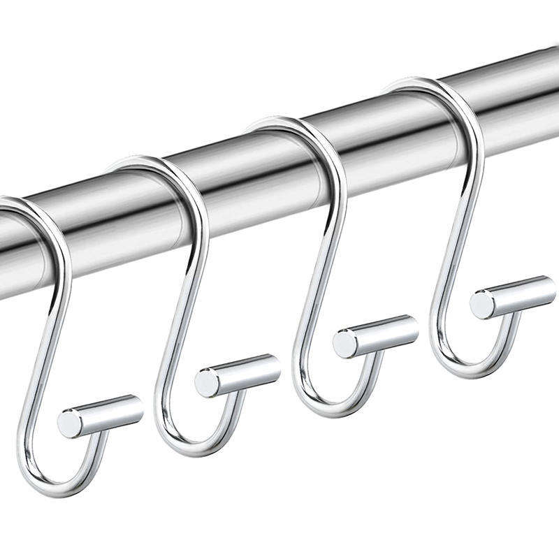 12Pcs Shower Curtain Hooks Rustproof Corrosion Resistant Strong Load-bearing Curtain Rings S-Shaped Electroplated Curtain Hooks
