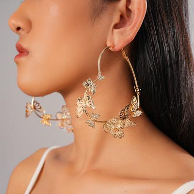 Metal Diamond-set Butterfly Love Silver Needle Earrings Personalized Fashion Light Luxury Earrings