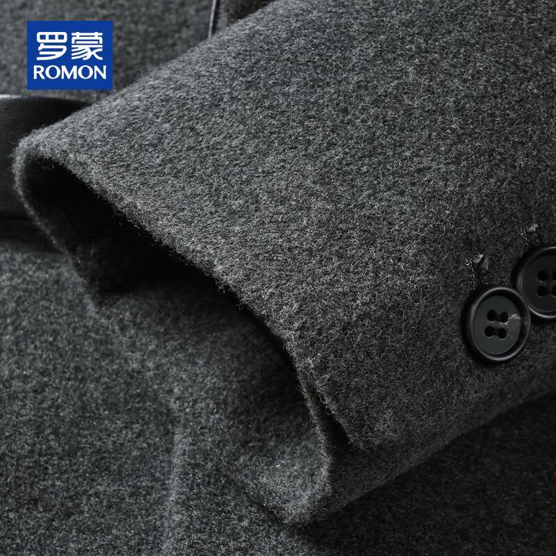 ROMON Men's 100% Wool Blend Mid-length Overcoat