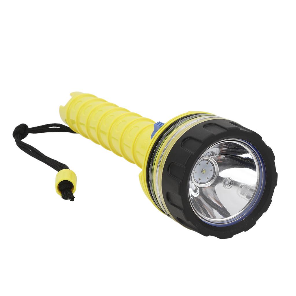 Dive Flashlight Anti Slip Waterproof LED Submersible Flashlight for Underwater Camping Yellow
