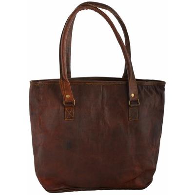 Handgefertigte Geldbörse 16" Vintage aussehende Damen-Umhängetasche aus echtem braunem Leder