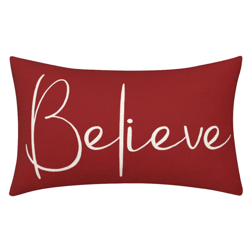 Christmas Decorative Pillowcase 2-Piece Set Merry Christmas Sofa Cushion Cover Believe Waist Pushcase