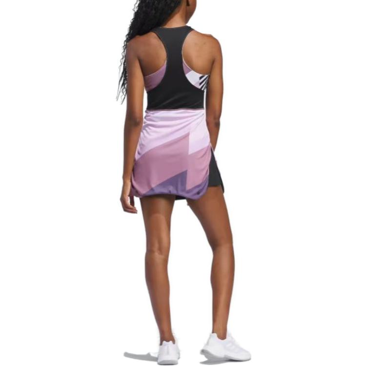 Adidas Originals Striped Short Sleeve Fitted Dress Women Dresses Purple IL9594