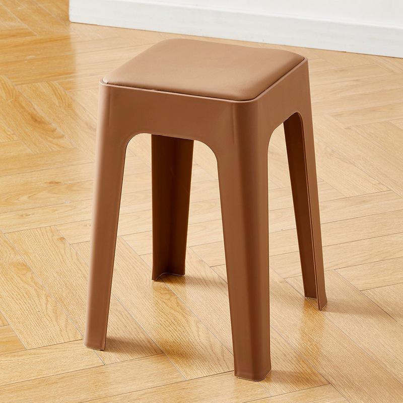 Stackable Non-slip Upholstered Plastic Stool for Dining, Living Room & Storage
