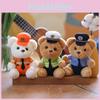 Adorable Plush Teddy Bear Keychain Soft Pp Cotton Stuffed Toy Police Firefighter