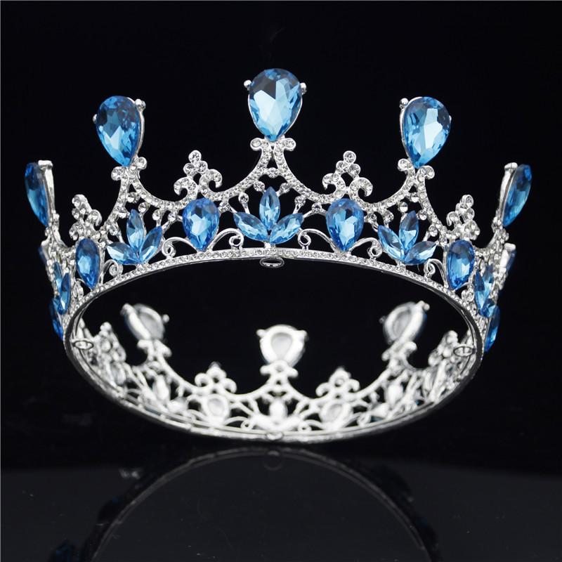 Fashion Crystal Wedding Crown Vintage Royal Queen Tiaras and Crowns Pageant Prom Hair Jewelry Bridal Diadem Head Ornament
