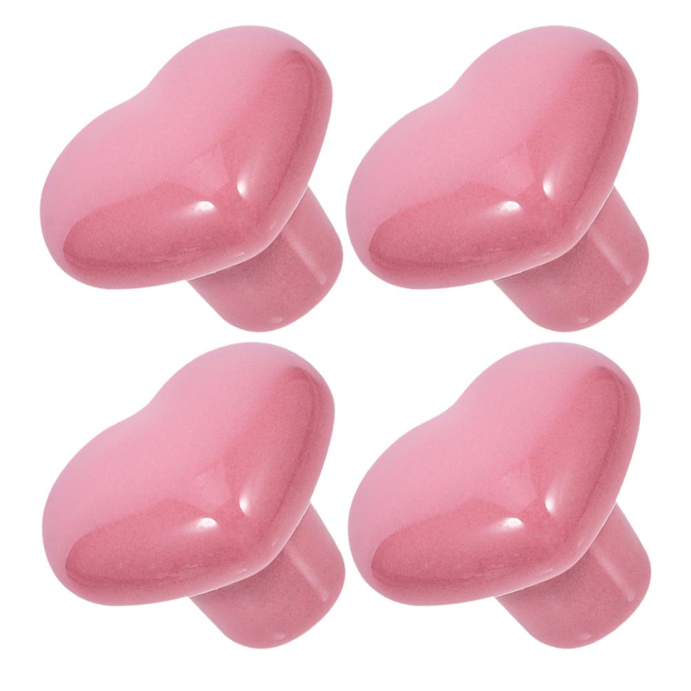4pcs Heart Shaped Ceramic Drawer Knobs Decorative Cabinet Pulls Ceramic Heart Door Knobs For Dresser Closet Wardrobe Kitchen розовый