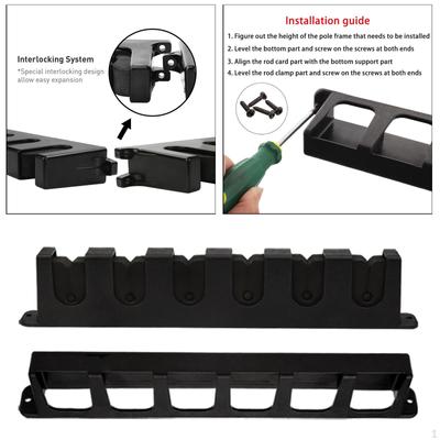 6 Rod Fishing Rack for Garage Wall Mount Indoor