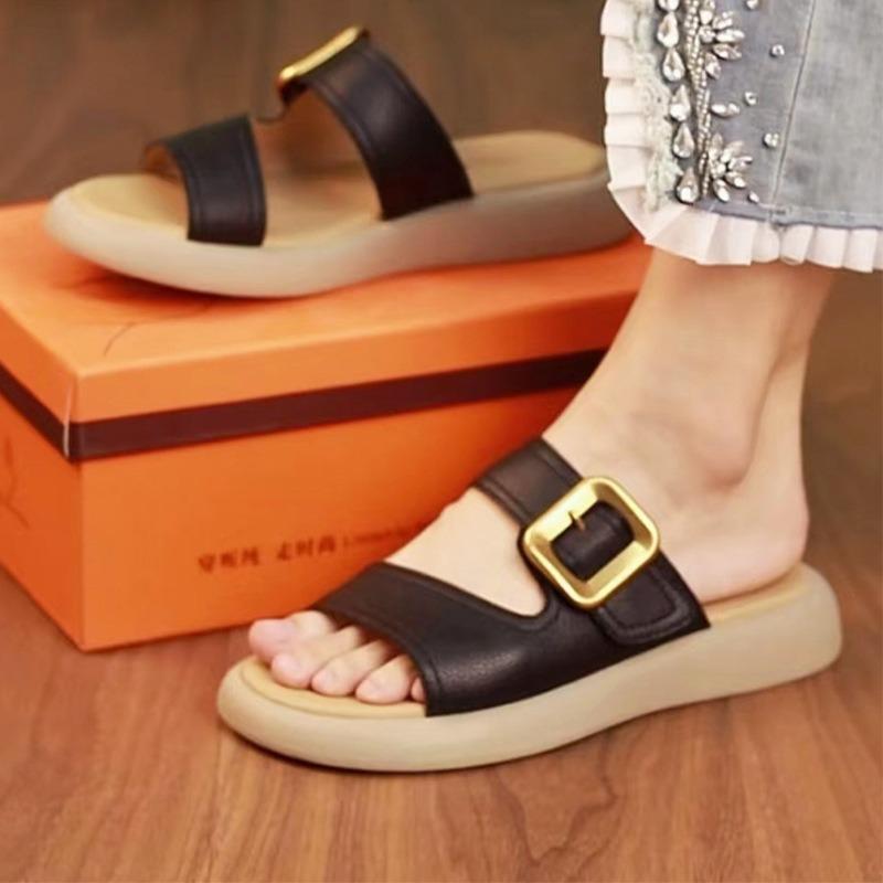 Soft-soled One-word Slippers Women's Summer Outer Wear Thick-soled Non-slip Beach Shoes New Women's Sandals