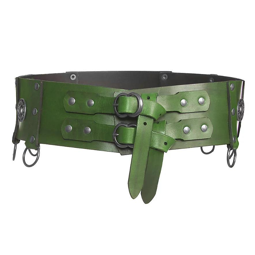 Medieval Leather Waist Cincher Belt for Elf Knight Cosplay зелёный