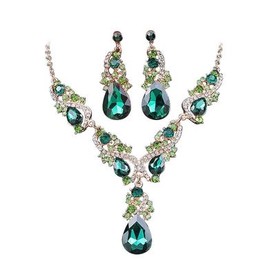 Ensemble Collier Boucles d'Oreilles Goutte d'Eau en Cristal Collier Scintillant pour Femmes Ensemble Bijoux Strass Femme
