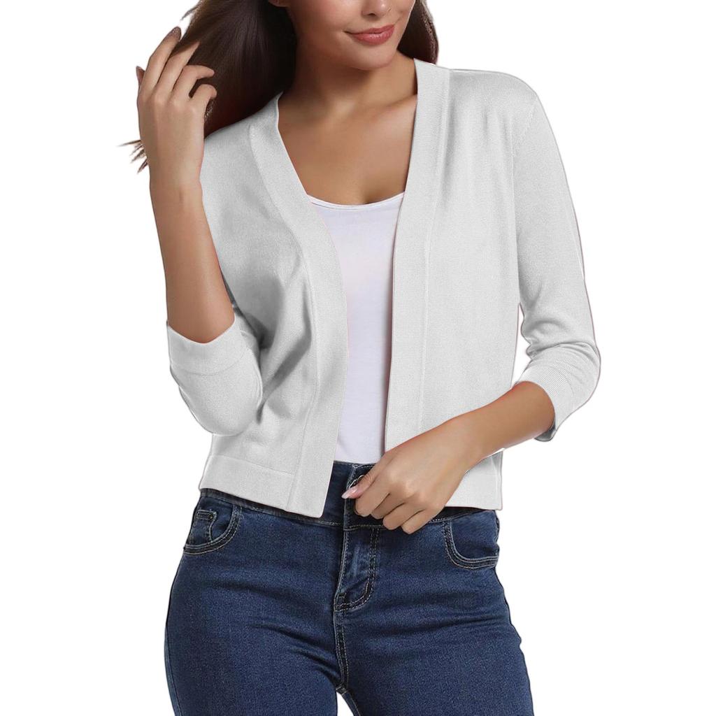 Women's Fashion Versatile Short Jacket Knitted Cardigan Colour Tops