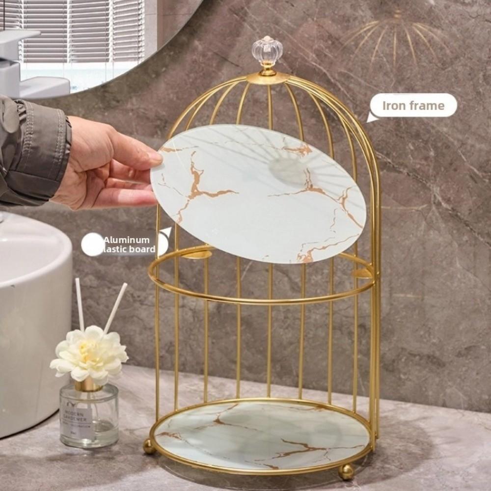 Iron Art Cosmetic Shelf Large-capacity Bird Cage Holder Modern Makeup Storage Shelf  Storage Rack
