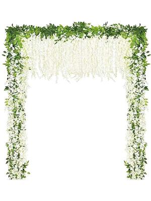 2 Stück Hochzeitsbogen Glyzinien-Girlande, 180 cm, künstliche Glyzinien-Blumen zur Dekoration, fühlt sich echt an, Seidenblumen-String, Efeu, Heim- und Gartendeko, Kunstblume